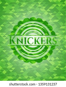 Knickers green emblem with mosaic ecological style background