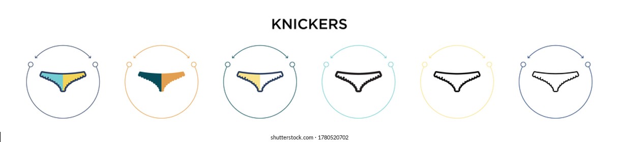 Knickers icon in filled, thin line, outline and stroke style. Vector illustration of two colored and black knickers vector icons designs can be used for mobile, ui, web