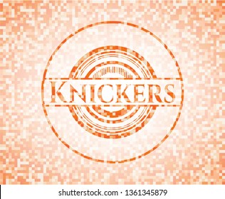 Knickers orange mosaic emblem with background