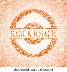 Knick-knack abstract orange mosaic emblem with background