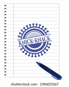 Knick-knack draw with pen effect. Blue ink. Vector Illustration. Detailed.