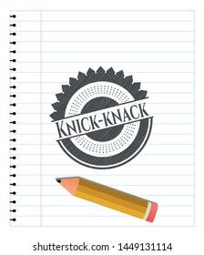 Knick-knack emblem drawn in pencil. Vector Illustration. Detailed.