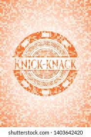 Knick-knack orange mosaic emblem with background
