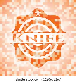 Knife abstract orange mosaic emblem with background