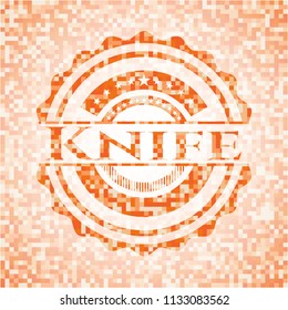 Knife abstract orange mosaic emblem