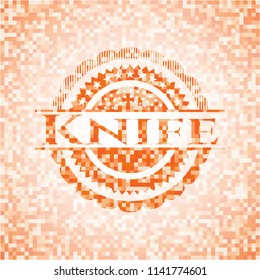 Knife abstract orange mosaic emblem