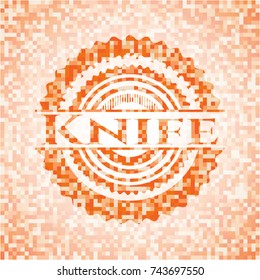 Knife abstract orange mosaic emblem