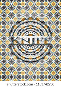 Knife arabic style badge. Arabesque decoration.