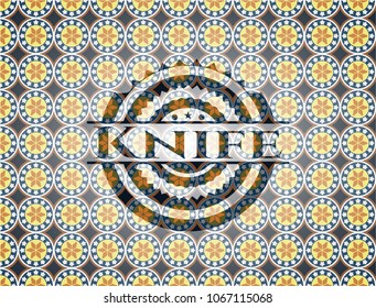 Knife arabic style emblem. Arabesque decoration.