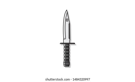 Knife army metal weapon flat design vector illustration