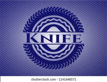 Knife badge with denim texture