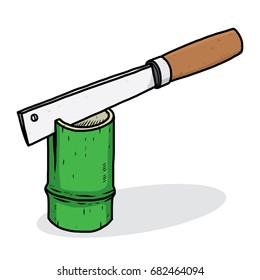 knife and bamboo / cartoon vector and illustration, hand drawn style, isolated on white background.