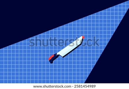a knife in a bathroom floor illustration