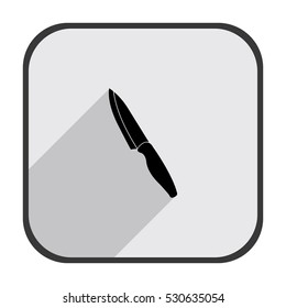 Knife - black vector icon with  long shadow