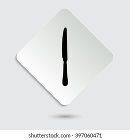 knife - black vector icon  on a paper button