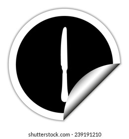 knife - black vector icon. Round sticker.