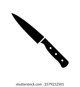 Knife black and white flat vector icon design. Kitchen knife symbol and glyph design