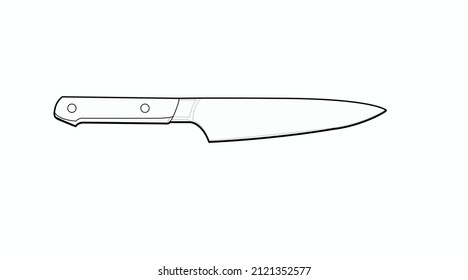 Ilustración en blanco y negro. Ilustración modificable lineal vectorial de un cuchillo.