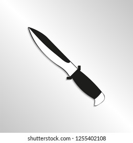 Knife. Black white image with a shadow on a light background. Vector icon.
