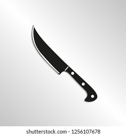 Knife. Black white image with a shadow on a light background. Vector icon.