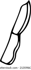 Knife. Black and white vector illustration, hand-drawn. Isolated object on a white background. Clipart, template, sketch.