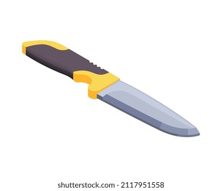 Messer mit schwarz-gelbem Griff isometrisches Symbol 3D Vektorgrafik