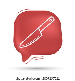 cuchillo, cuchilla y vector de corte en burbuja de voz - Diseño moderno