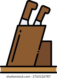 Knife Block with Two Knives Icon