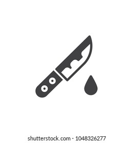 Knife with blood drop vector icon. filled flat sign for mobile concept and web design. Bloody knife simple solid icon. Symbol, logo illustration. Pixel perfect vector graphics