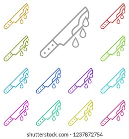 Knife and Blood icon in multi color. Simple glyph vector of halloween set for UI and UX, website or mobile application