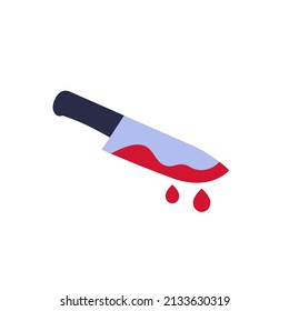 Knife In Blood, Murder Icon, Flat Vector