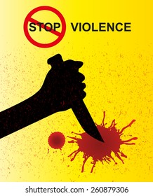 knife and blood, stop violence, violence vector