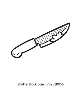 knife with blood vector cartoon, knife doodle