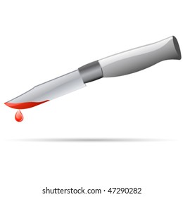 knife with blood - vector illustration