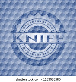 Knife blue emblem with geometric pattern.