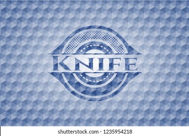 Knife blue emblem with geometric pattern.