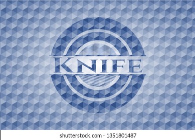 Knife blue emblem with geometric pattern.