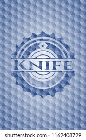 Knife blue polygonal emblem.