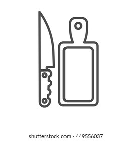 knife with a board icon. thin line design