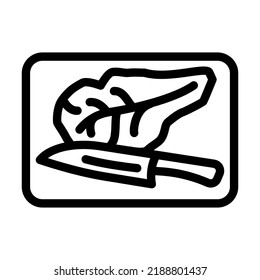 knife board lettuce line icon vector. knife board lettuce sign. isolated contour symbol black illustration