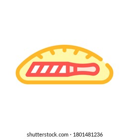 knife in bread color icon vector. knife in bread sign. isolated symbol illustration