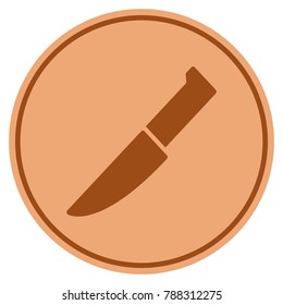 Knife bronze coin icon. Vector style is a copper flat coin symbol.