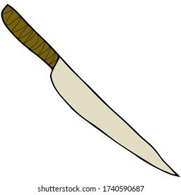 knife with brown handle and string