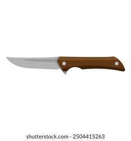 Cuchillo marrón; caza, turismo, ilustración de supervivencia. Cuchillo de camping turístico, cuchillo de camping conjunto de dibujos animados. equipo de campamento, tienda de campaña al aire libre, senderismo cuchillo de verano camping signo.