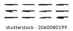 Knife for butcher. Kitchen knives. Set of sharp knives for barbecue, cheese, meat, bread, fish, vegetable and steak. Cutlery for dining, chef and restaurant. Blade with handle. Different icons. Vector