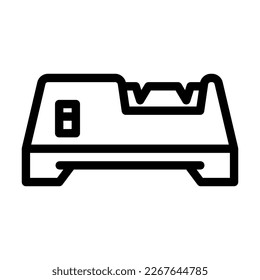 vector de icono de la línea del separador de cuchillos. signo de afilador de carnicero de cuchillo. símbolo de contorno aislado ilustración negra