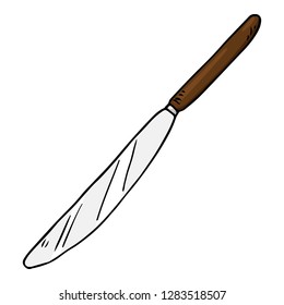 Knife for butter hand drawn. Vector illustration of a kitchen knife. Knife icon.