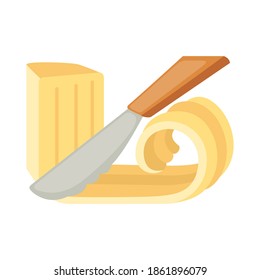 Cuchillo en icono de mantequilla en estilo plano aislado en fondo blanco. Ilustración vectorial.