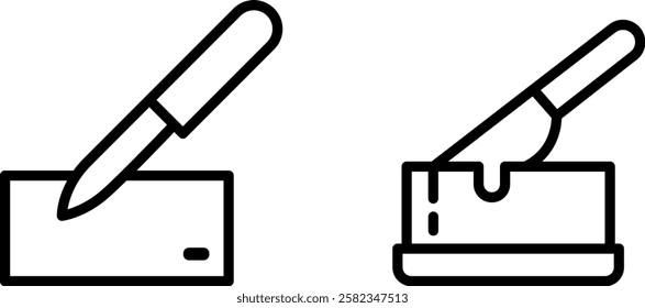  Knife in Butter Vector Icon Set – Kitchen and Culinary Design Elements