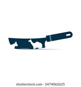 knife with camel and goat Muslim logo design, vector graphic symbol icon sign illustration